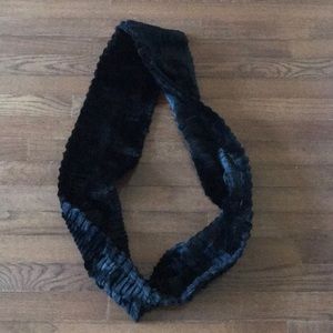 Di Bello Black Vegan Fur Infiniti Scarf